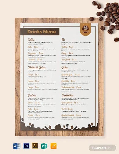 Detail Cafe Menu Template Nomer 6