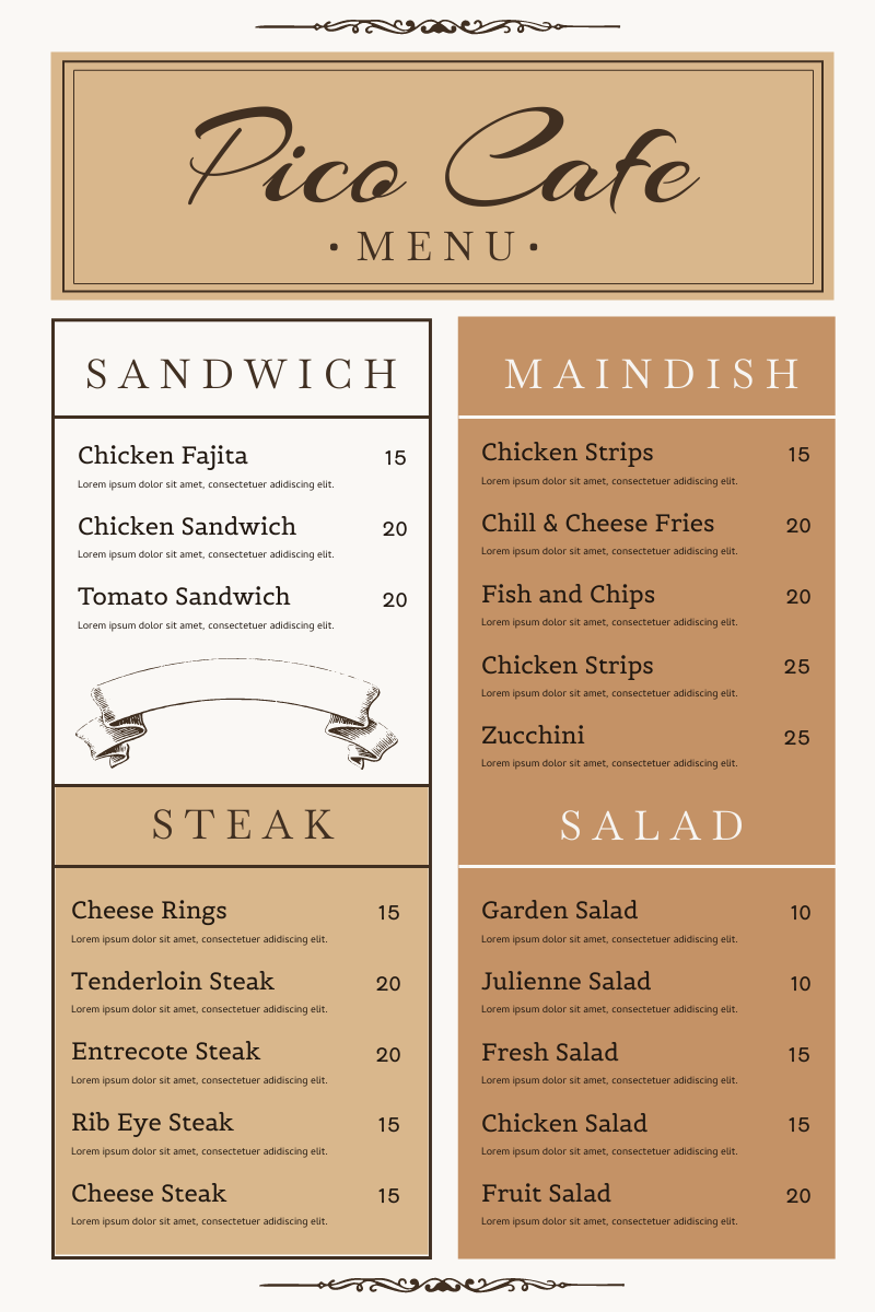 Detail Cafe Menu Template Nomer 7