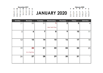 Calendar 2020 Template - KibrisPDR