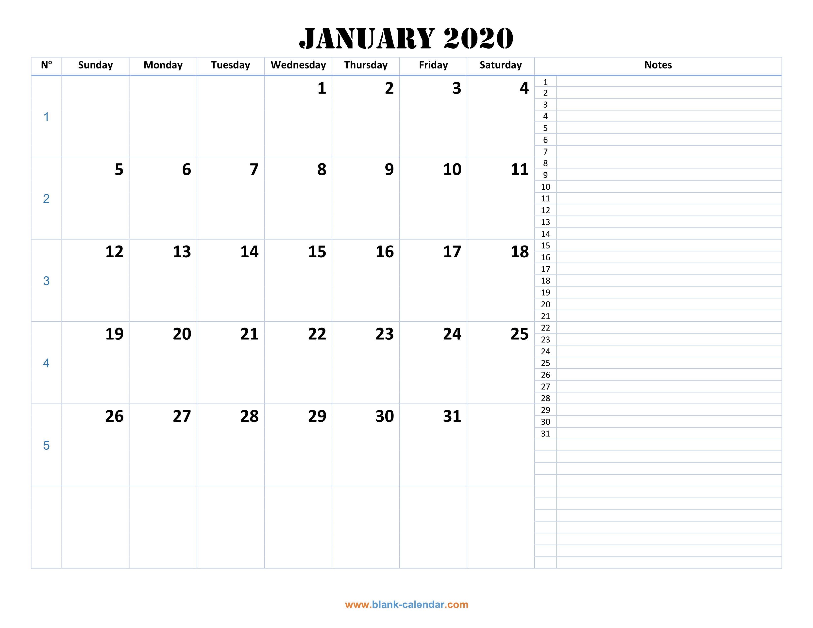 Detail Calendar 2020 Template Nomer 54