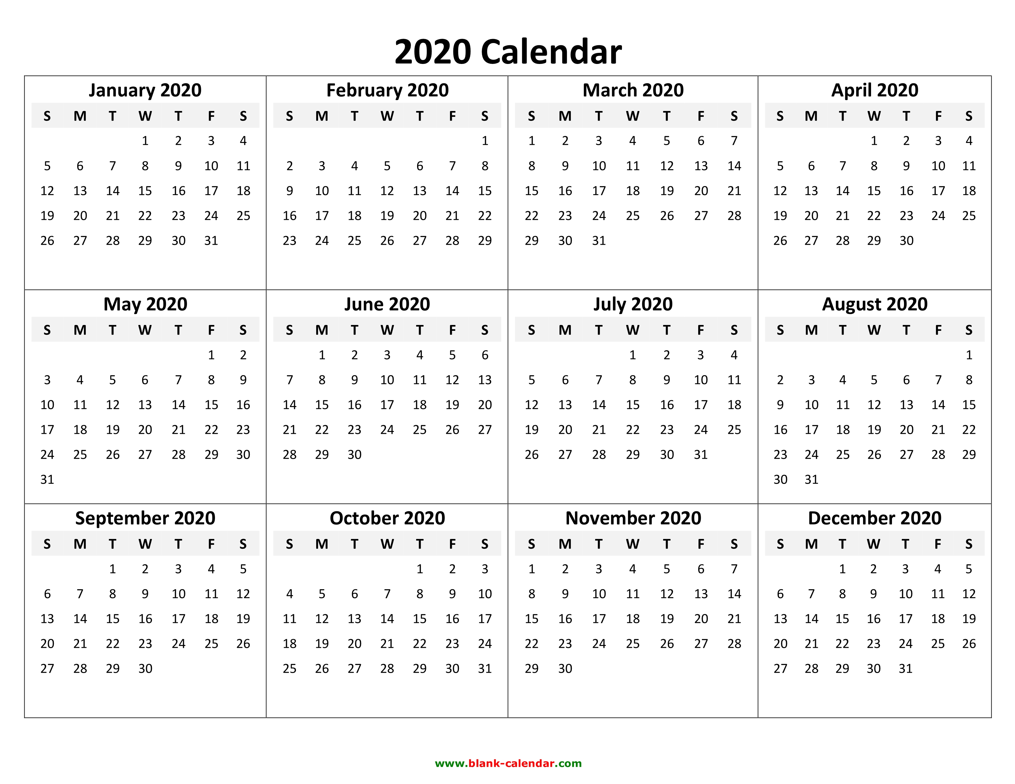 Detail Calendar 2020 Template Nomer 10