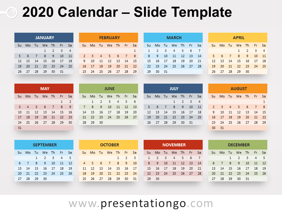 Detail Calendar Powerpoint Template 2020 Nomer 11