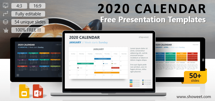 Detail Calendar Powerpoint Template 2020 Nomer 18