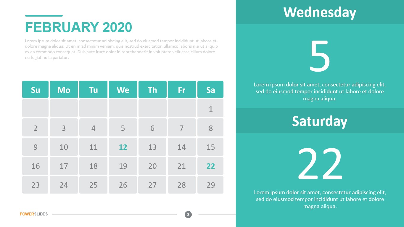 Detail Calendar Powerpoint Template 2020 Nomer 22