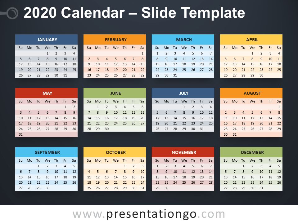 Detail Calendar Powerpoint Template 2020 Nomer 27