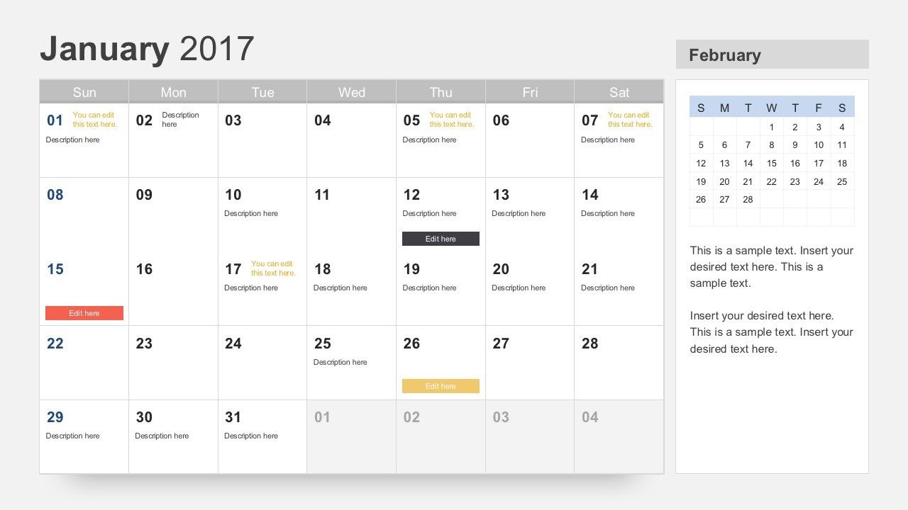 Detail Calendar Powerpoint Template 2020 Nomer 33