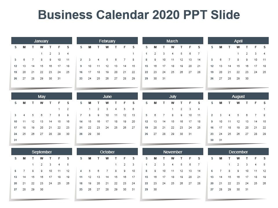 Detail Calendar Powerpoint Template 2020 Nomer 36
