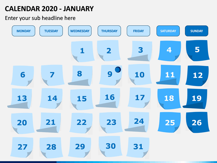 Detail Calendar Powerpoint Template 2020 Nomer 39