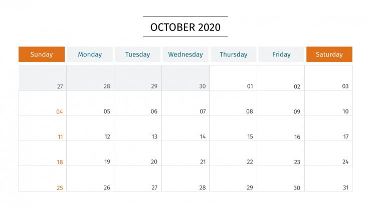 Detail Calendar Powerpoint Template 2020 Nomer 42