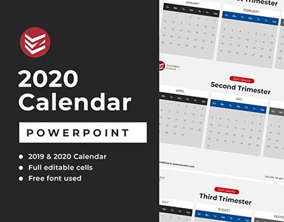 Detail Calendar Powerpoint Template 2020 Nomer 45