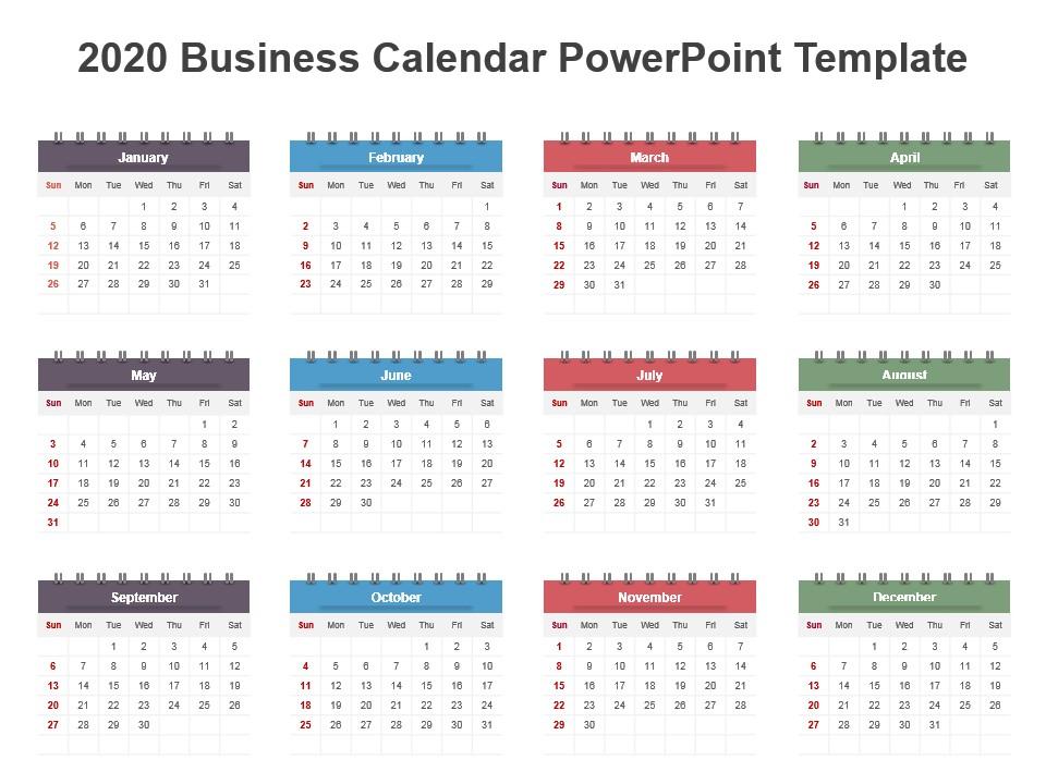 Detail Calendar Powerpoint Template 2020 Nomer 7