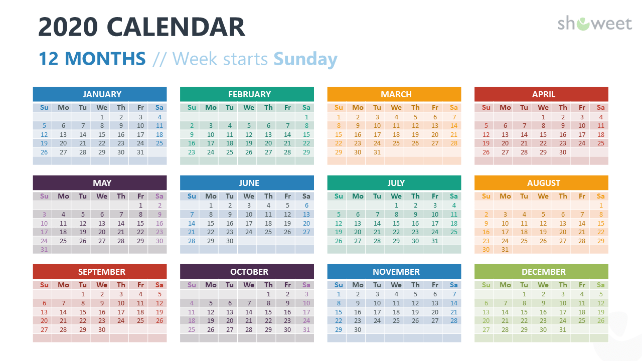 Download Calendar Powerpoint Template 2020 Nomer 9