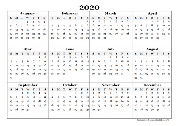 Detail Calendar Template 2020 Nomer 10