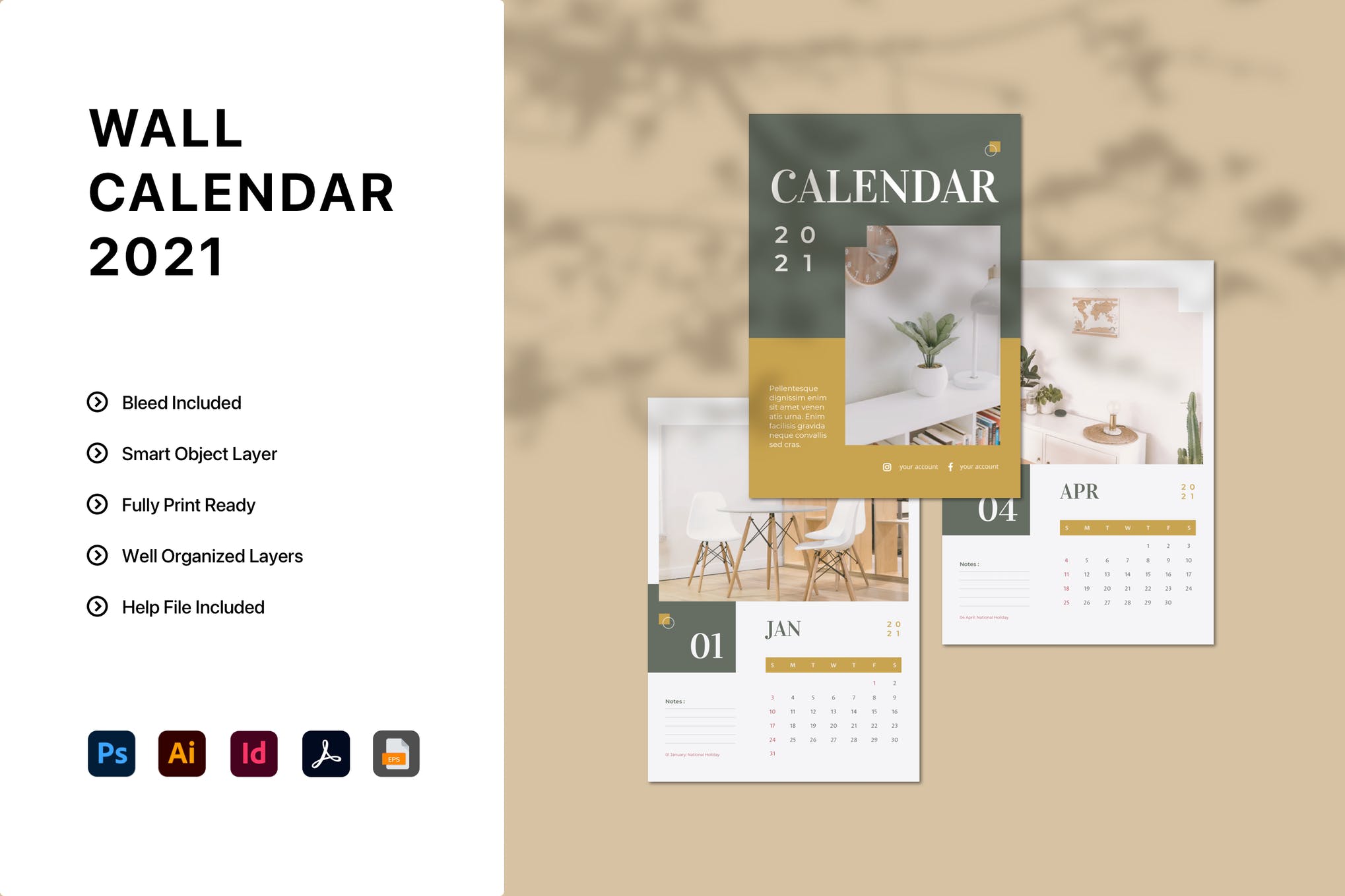 Detail Calendar Template Indesign Free Nomer 35