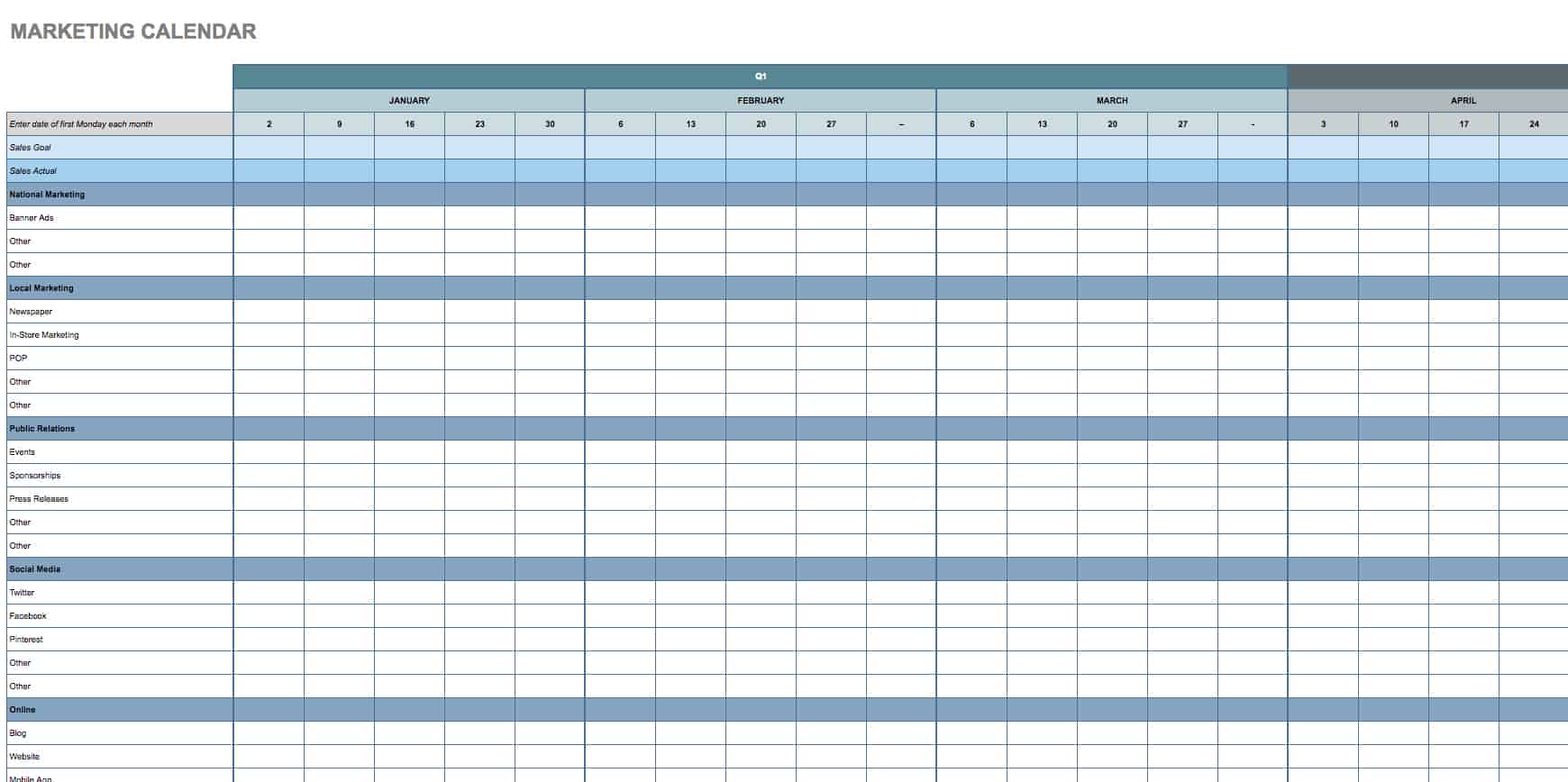 Detail Calendar Template Sheets Nomer 3