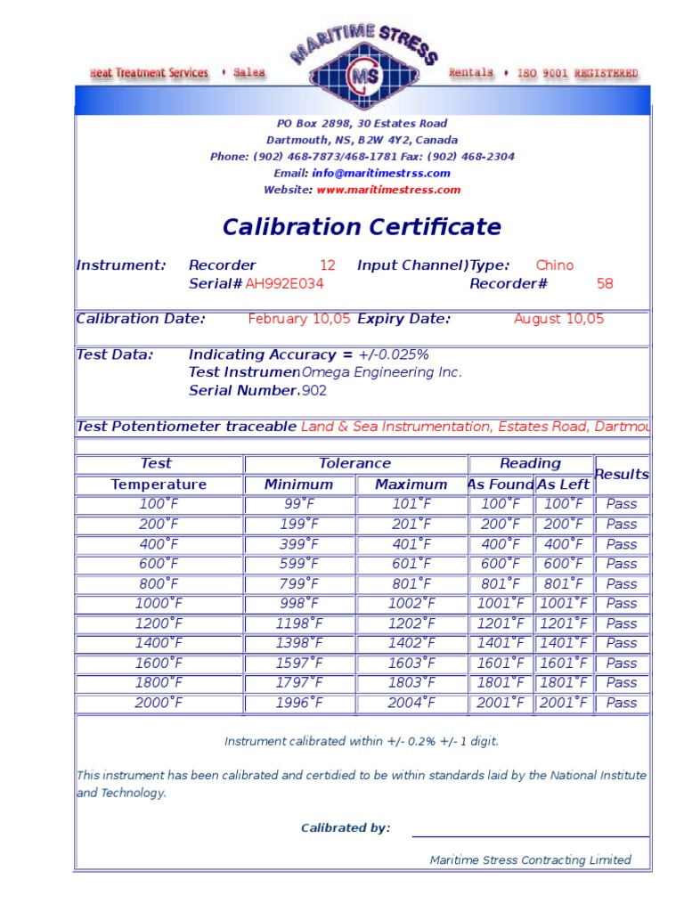 Detail Calibration Certificate Template Nomer 13