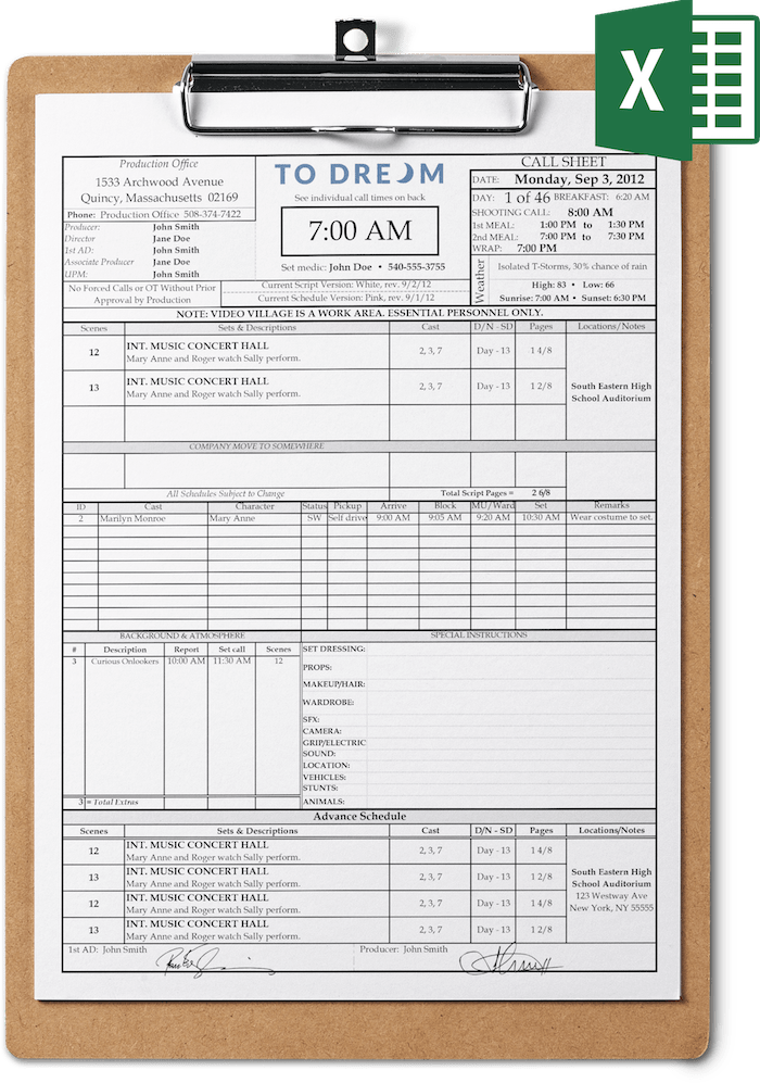Detail Call Sheet Template Nomer 20