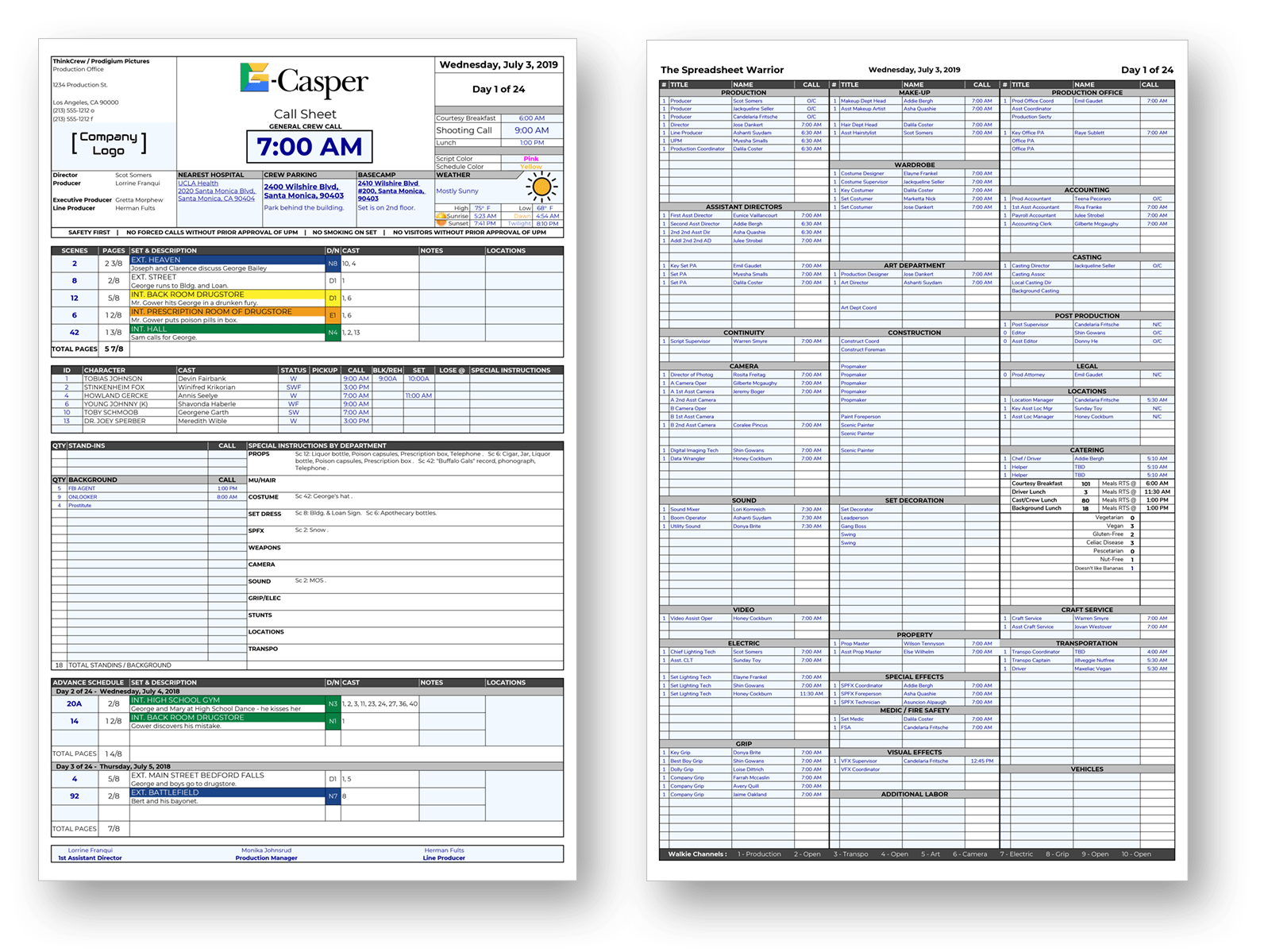 Detail Call Sheet Template Nomer 32