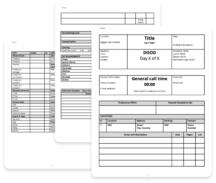 Detail Call Sheet Template Nomer 35