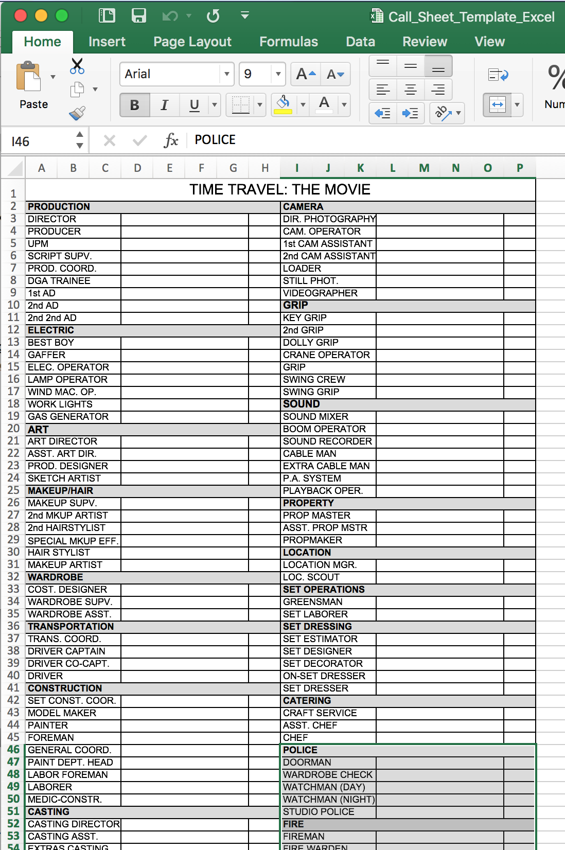 Detail Call Sheet Template Nomer 52