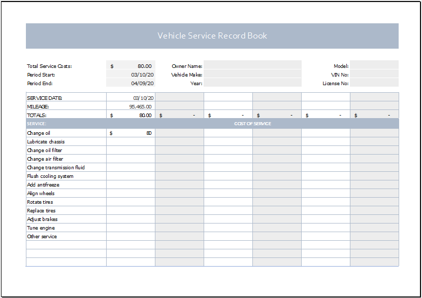 Detail Car Service Record Template Nomer 24