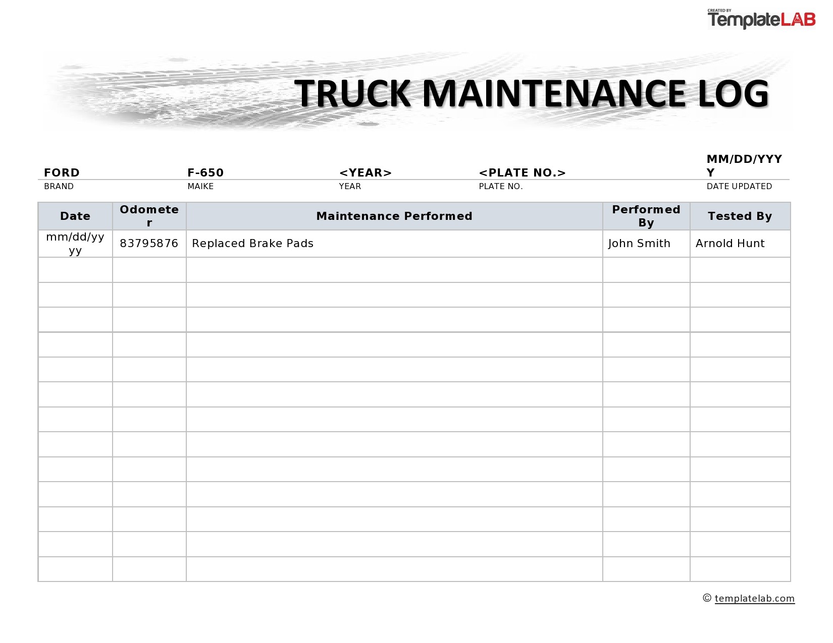 Detail Car Service Record Template Nomer 4