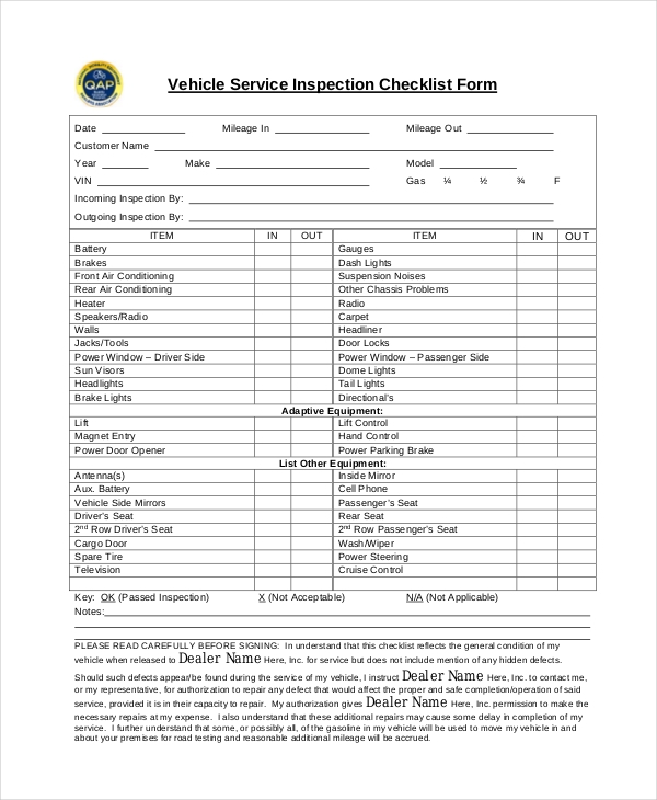Detail Car Service Record Template Nomer 37