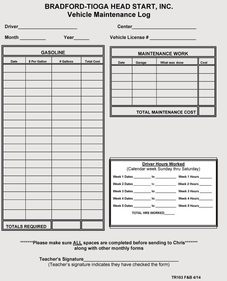 Detail Car Service Record Template Nomer 7