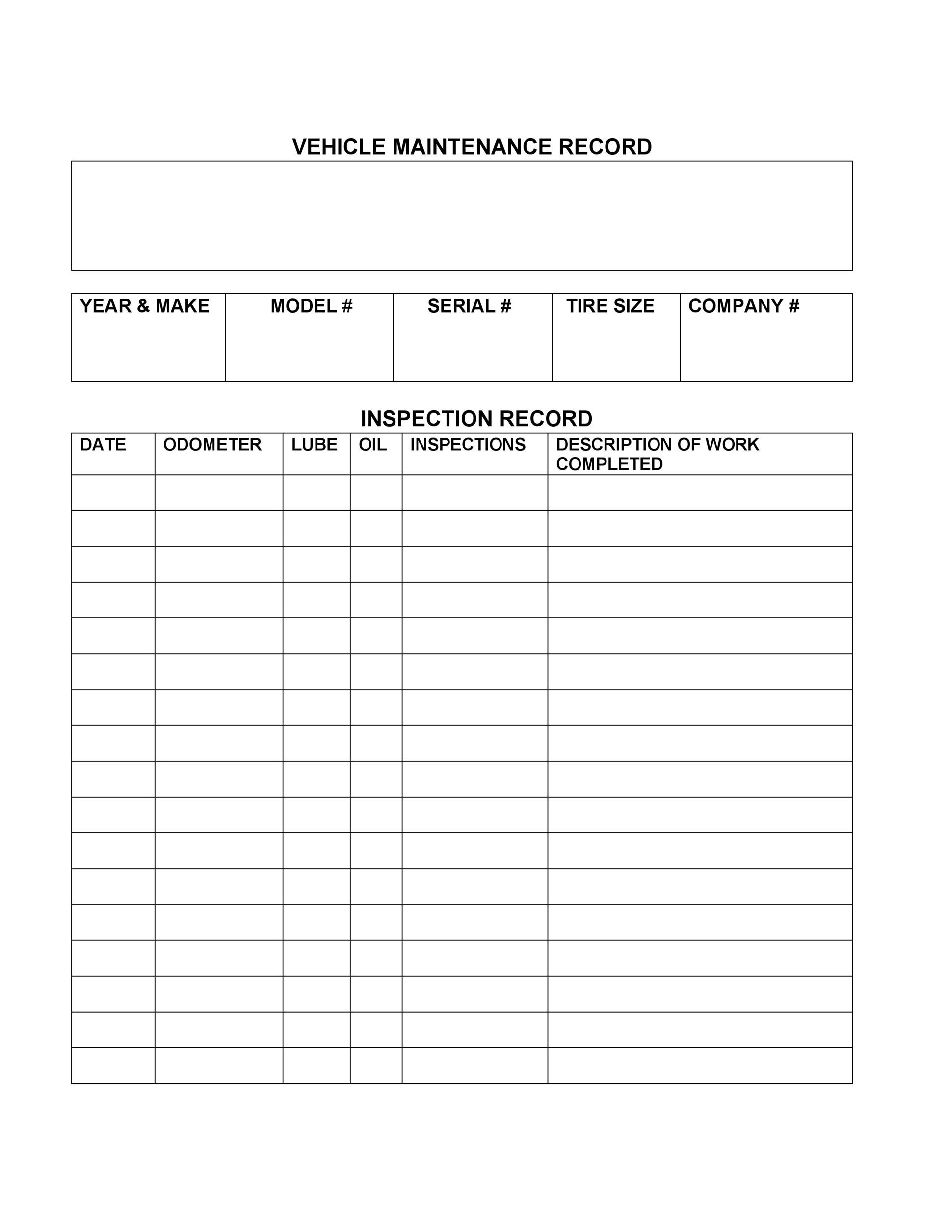 Detail Car Service Record Template Nomer 8