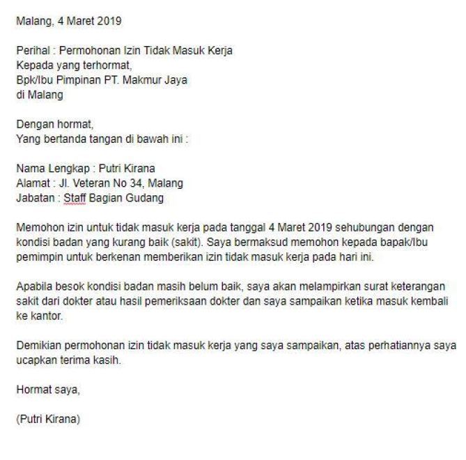 Detail Cara Bikin Surat Izin Tidak Masuk Kerja Nomer 15