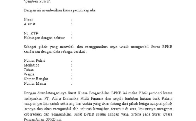 Detail Cara Bikin Surat Kuasa Pengambilan Bpkb Mobil Nomer 38