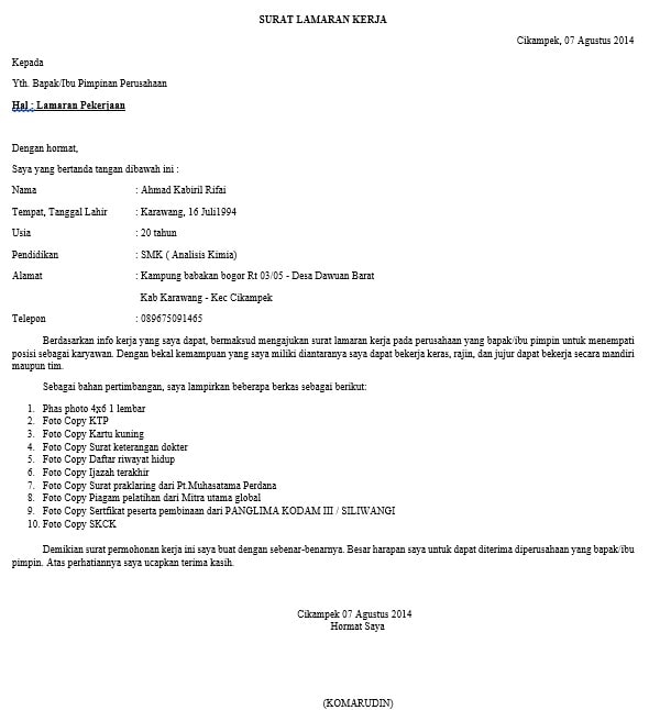 Detail Cara Bikin Surat Lamaran Kerja Di Restoran Nomer 11