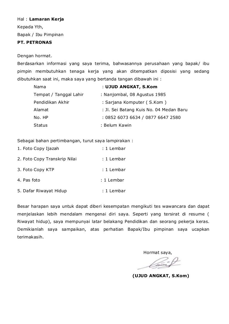 Detail Cara Bikin Surat Lamaran Kerja Pt Nomer 49