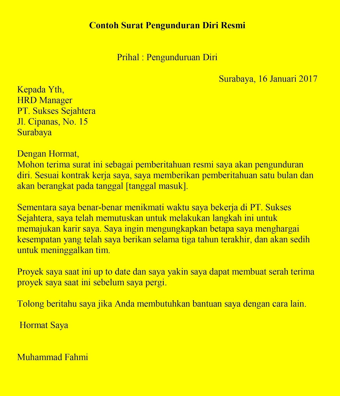 Detail Cara Bikin Surat Pengunduran Diri Kerja Nomer 29