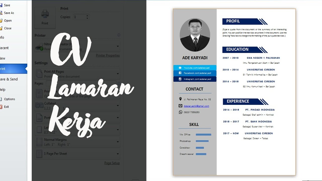 Detail Cara Bikin Template Cv Di Word Nomer 4