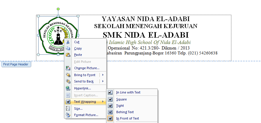 Detail Cara Buat Kop Surat Di Word 2007 Nomer 43