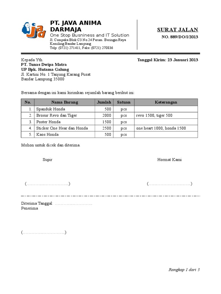 Detail Cara Buat Surat Jalan Nomer 30