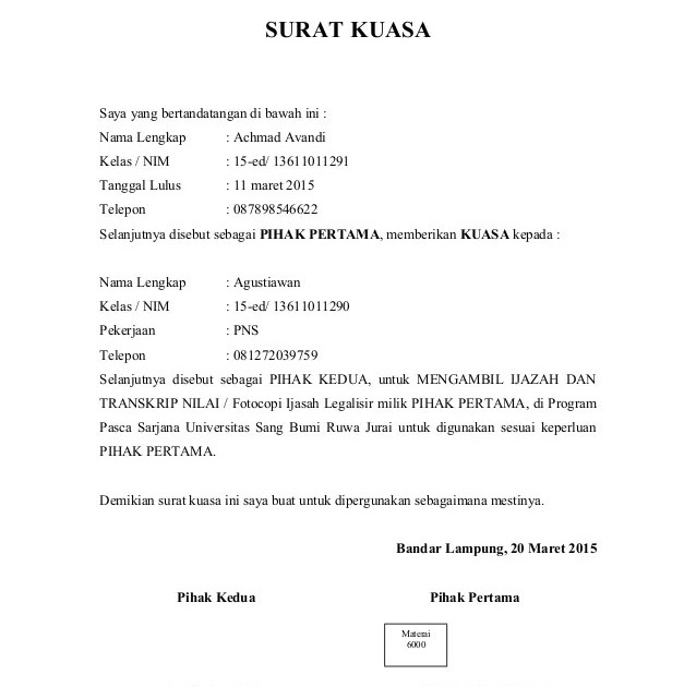 Detail Cara Buat Surat Kuasa Pengambilan Bpkb Nomer 12