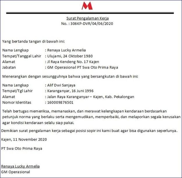 Detail Cara Buat Surat Pengalaman Kerja Nomer 9