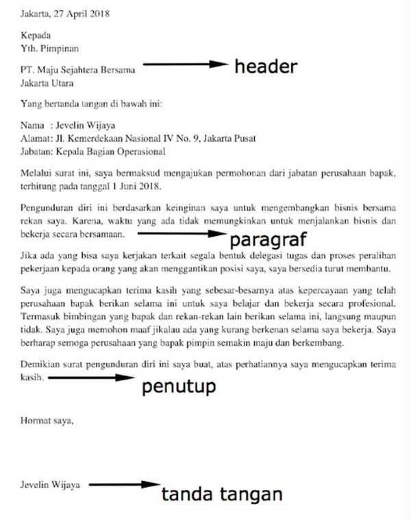 Detail Cara Buat Surat Pengunduran Diri Dari Perusahaan Nomer 44