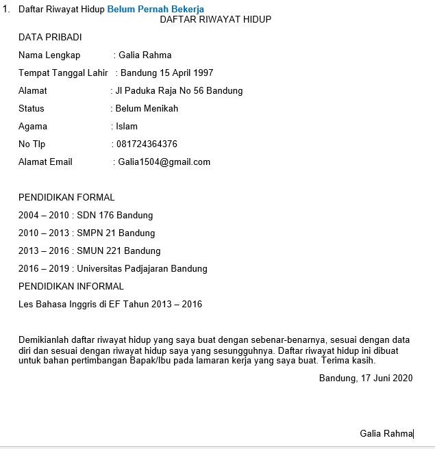 Detail Cara Buat Surat Riwayat Hidup Nomer 15