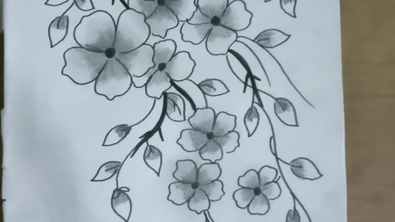 Detail Cara Gambar Bunga Sakura Hitam Putih Nomer 5