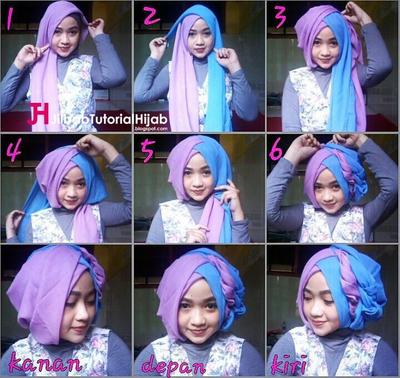 Detail Cara Memakai Jilbab Paris Dua Warna Nomer 16