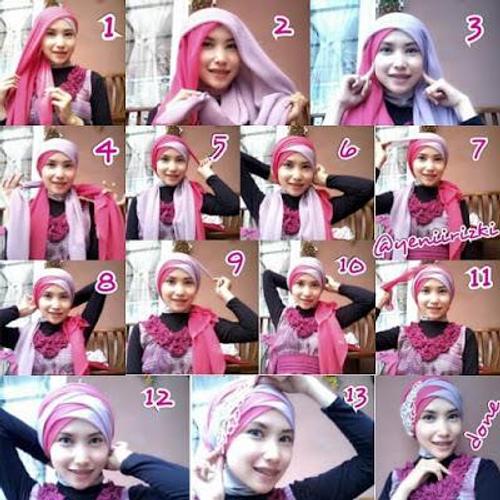 Detail Cara Memakai Jilbab Paris Dua Warna Nomer 32