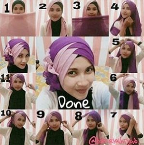 Detail Cara Memakai Jilbab Paris Dua Warna Nomer 9