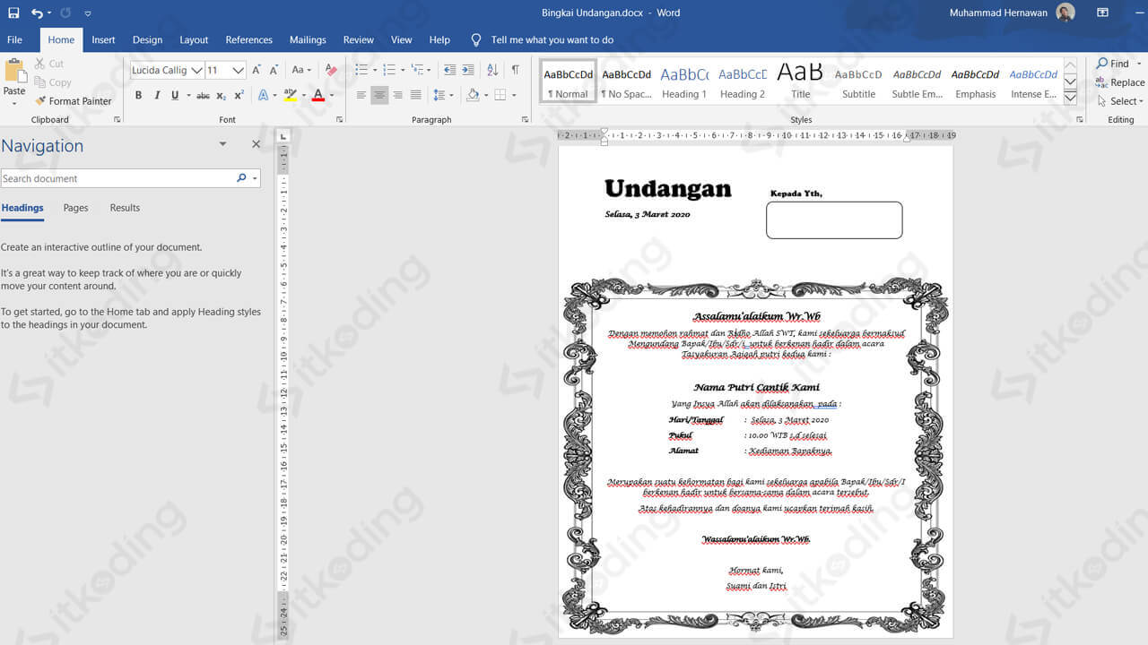 Detail Cara Membuat Bingkai Undangan Tahlil Dengan Microsoft Word 2010 Nomer 31