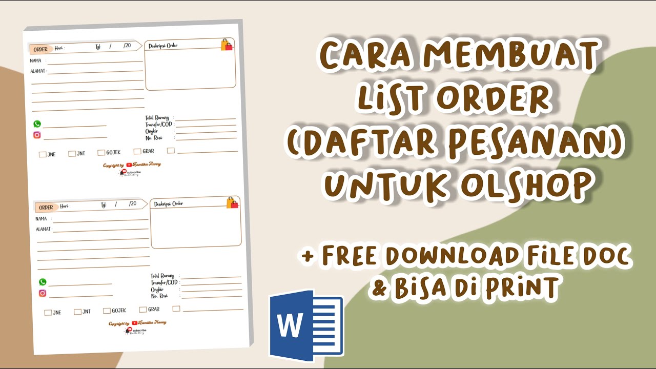 Cara Membuat Buku List Order - KibrisPDR