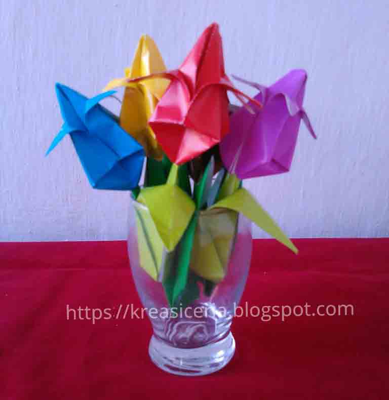 Detail Cara Membuat Bunga Tulip Dengan Kertas Origami Nomer 27