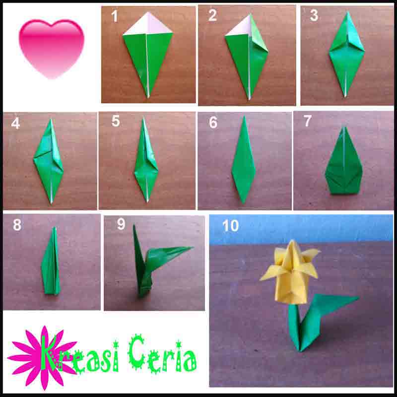 Detail Cara Membuat Bunga Tulip Dengan Kertas Origami Nomer 7