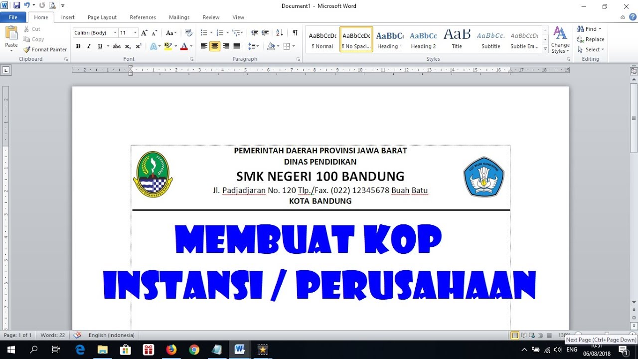 Cara Membuat Kop Surat Dengan Logo - KibrisPDR